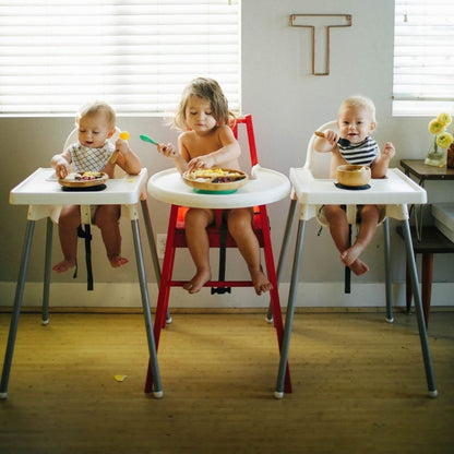 Avanchy Bamboo Suction Toddler Divided Plate + Spoon - White - WTPL