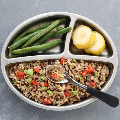 Avanchy Stainless Steel Suction Toddler Plate - White