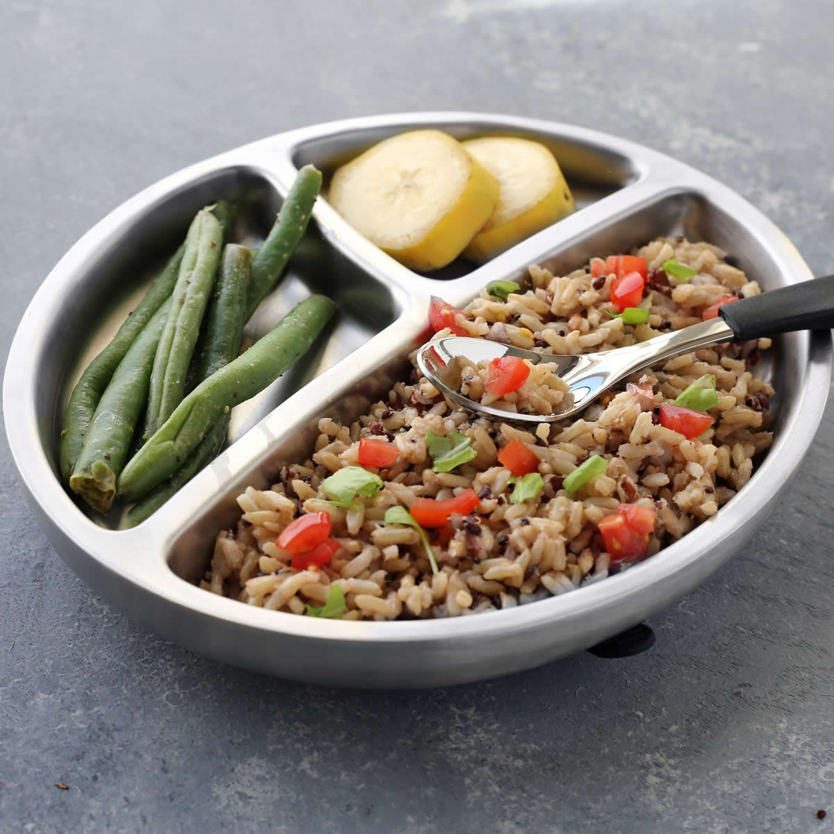 Avanchy Stainless Steel Suction Toddler Plate - Blue