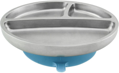 Avanchy Stainless Steel Suction Toddler Plate - Blue