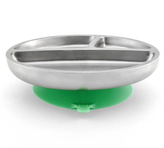 Avanchy Stainless Steel Suction Toddler Plate - Green - SSTPLG