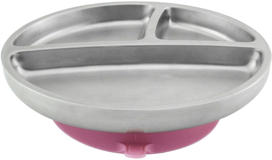 Avanchy Stainless Steel Suction Toddler Plate - Pink - SSTPLP