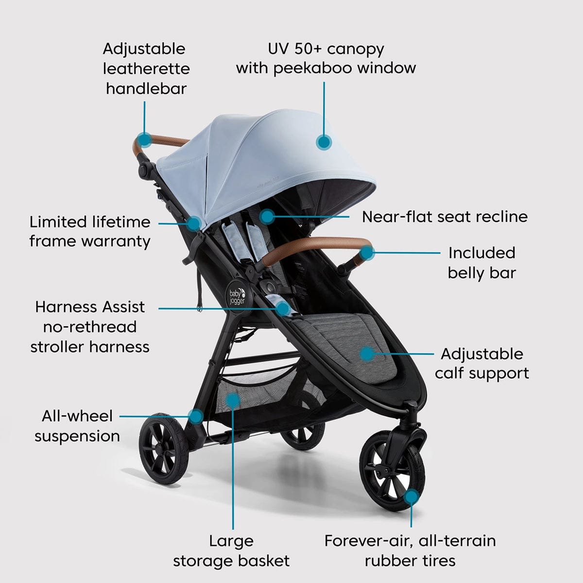 Baby Jogger City Mini GT2 Eco Single Stroller-Parent Console Bundle - Slate Fog - 2203449-2084000