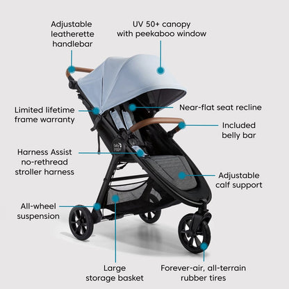 Baby Jogger City Mini GT2 Eco Single Stroller-Parent Console Bundle - Slate Fog - 2203449-2084000