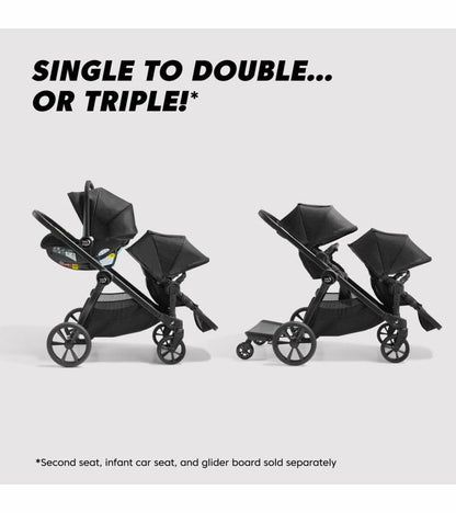 Baby Jogger City Select 2 Single Stroller + Pram Bundle - Eco Collection - Lunar Black - 2149330-2149907