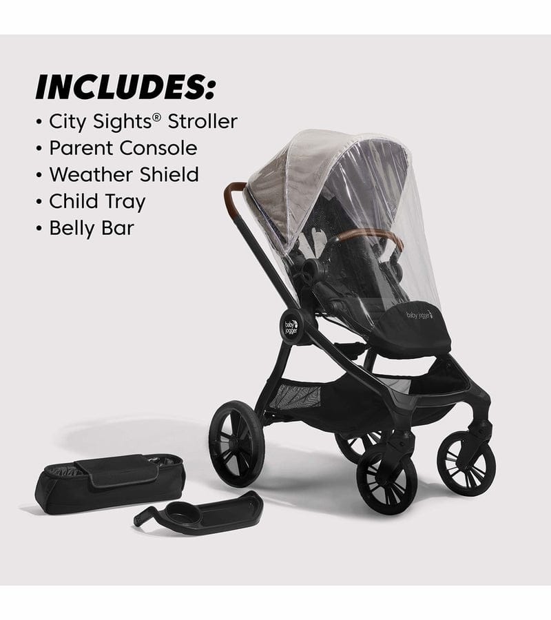 Baby Jogger City Sights Stroller + Pram + Accessory Bundle - Frosted Ivory / Rich Black - 2170773-2170771