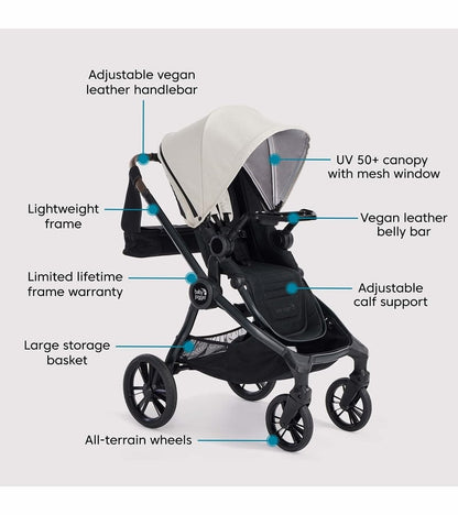 Baby Jogger City Sights Stroller + Pram + Accessory Bundle - Frosted Ivory / Rich Black - 2170773-2170771