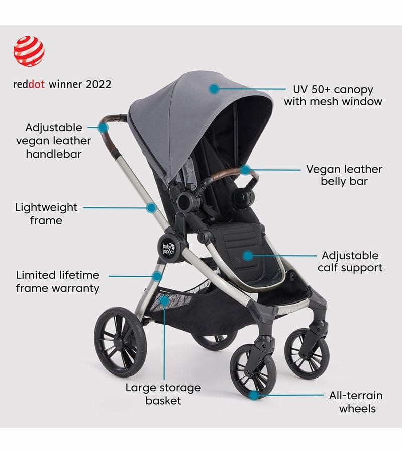 Baby Jogger City Sights Stroller + Pram Bundle - Dark Slate / Rich Black - 2170573-2170771