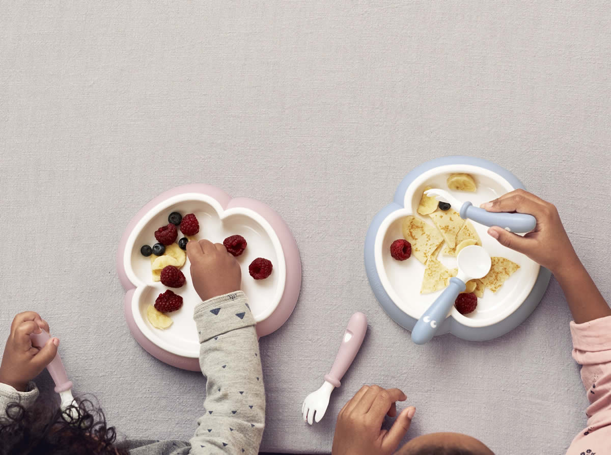 BabyBjorn Baby Plate, Spoon and Fork, 2 sets - Powder Pink