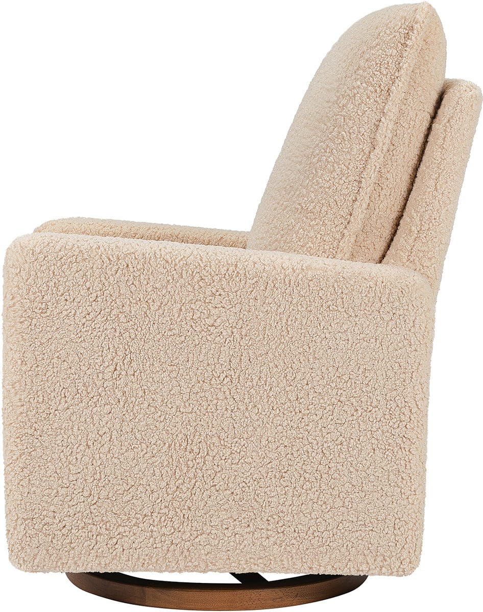 Babyletto Cali Pillowback Swivel Glider - Chai Shearling w/Dark Wood Base - M20987CSGDB