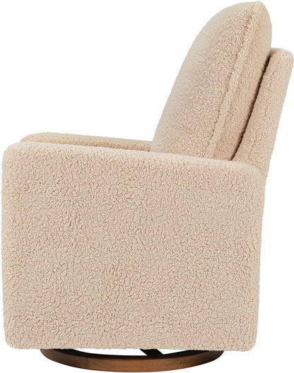 Babyletto Cali Pillowback Swivel Glider - Chai Shearling w/Dark Wood Base - M20987CSGDB