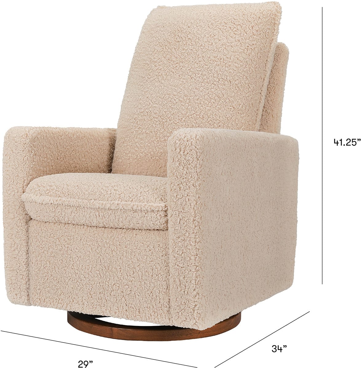 Babyletto Cali Pillowback Swivel Glider - Chai Shearling w/Dark Wood Base - M20987CSGDB