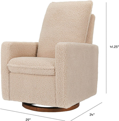 Babyletto Cali Pillowback Swivel Glider - Chai Shearling w/Dark Wood Base - M20987CSGDB