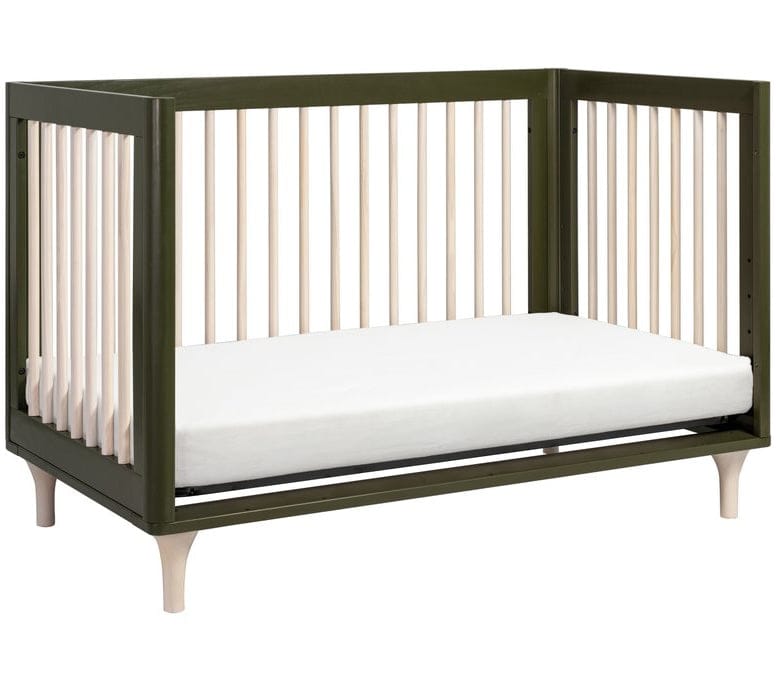 Babyletto Lolly 3-In-1 Convertible Crib with Toddler Bed Conversion - Olive/Washed Natural
