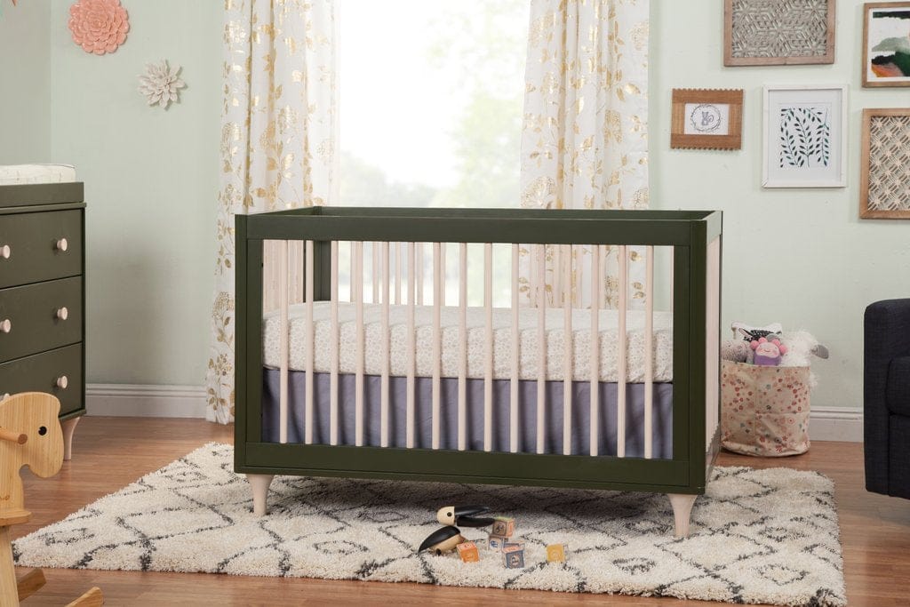 Babyletto Lolly 3-In-1 Convertible Crib with Toddler Bed Conversion - Olive/Washed Natural