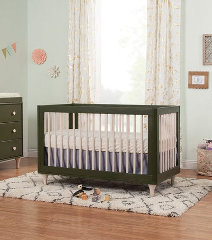 Babyletto Lolly 3-In-1 Convertible Crib with Toddler Bed Conversion - Olive/Washed Natural