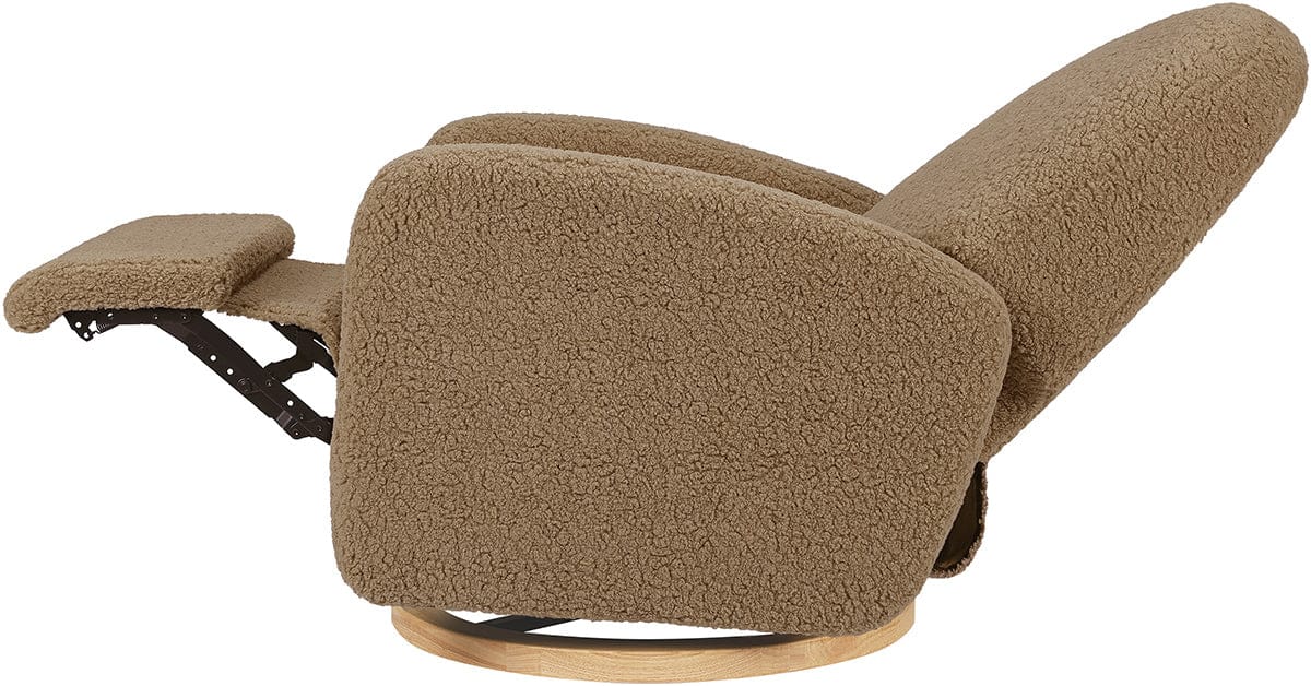 Babyletto Nami Electronic Swivel Glider Recliner w/ USB - Cortado Shearling w/ Light Wood Base - M23188CTSLB