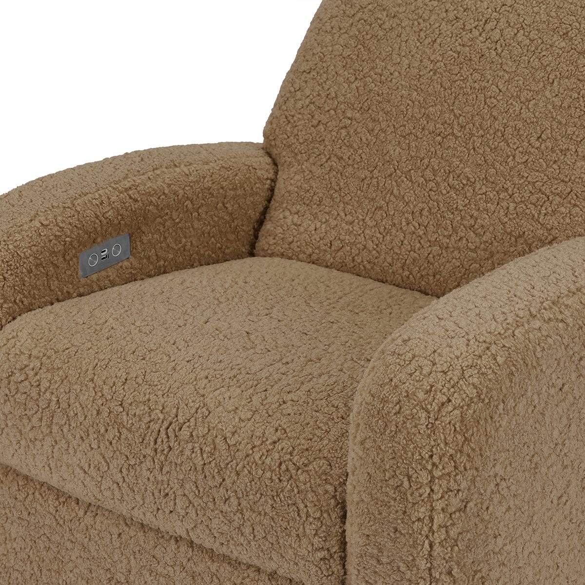 Babyletto Nami Electronic Swivel Glider Recliner w/ USB - Cortado Shearling w/ Light Wood Base - M23188CTSLB