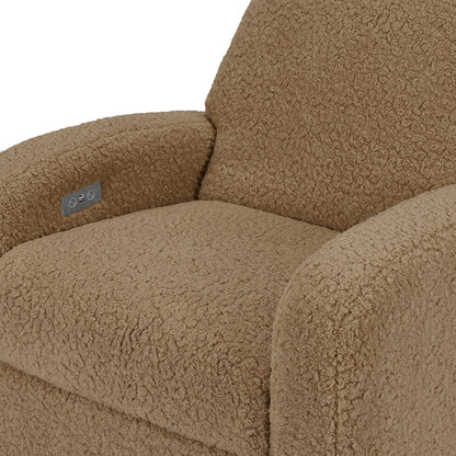 Babyletto Nami Electronic Swivel Glider Recliner w/ USB - Cortado Shearling w/ Light Wood Base - M23188CTSLB
