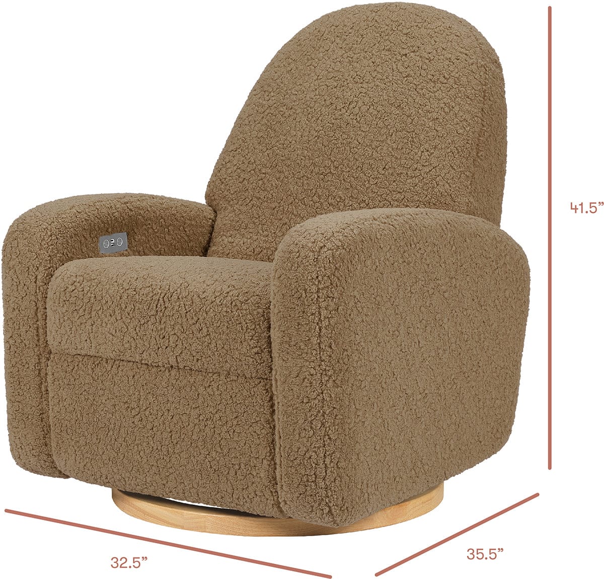Babyletto Nami Electronic Swivel Glider Recliner w/ USB - Cortado Shearling w/ Light Wood Base - M23188CTSLB