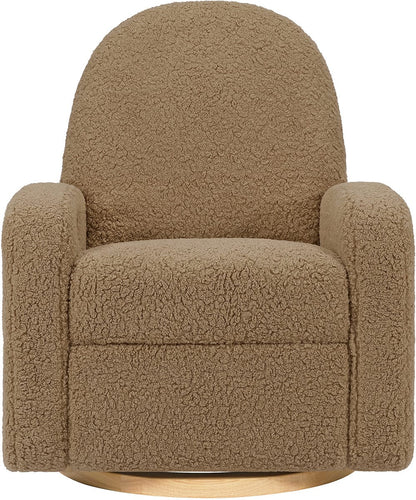 Babyletto Nami Electronic Swivel Glider Recliner w/ USB - Cortado Shearling w/ Light Wood Base - M23188CTSLB