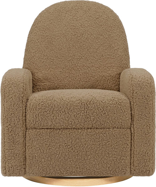 Babyletto Nami Electronic Swivel Glider Recliner w/ USB - Cortado Shearling w/ Light Wood Base - M23188CTSLB