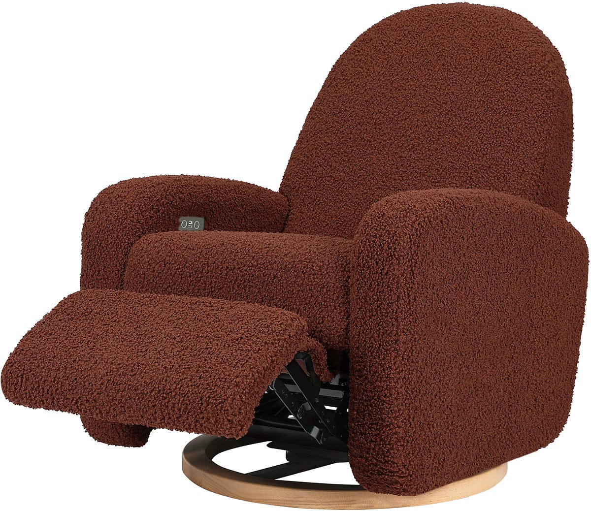 Babyletto Nami Electronic Swivel Glider Recliner w/ USB - Rouge Teddy Loop w/ Light Wood Base - M23188RTLB
