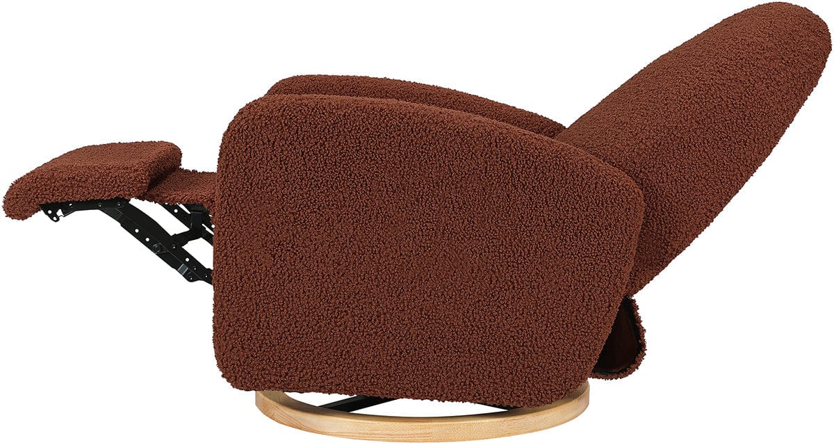 Babyletto Nami Electronic Swivel Glider Recliner w/ USB - Rouge Teddy Loop w/ Light Wood Base - M23188RTLB