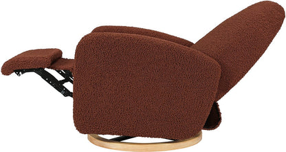 Babyletto Nami Electronic Swivel Glider Recliner w/ USB - Rouge Teddy Loop w/ Light Wood Base - M23188RTLB