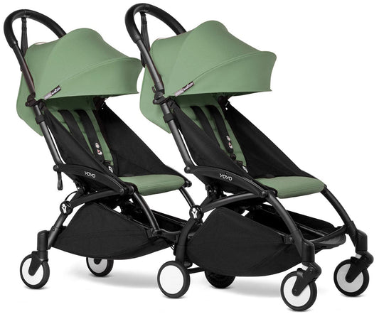 Babyzen YOYO Connect Double Stroller 6+ / 6+ Bundle - Black / Peppermint - DBL-604902-604605