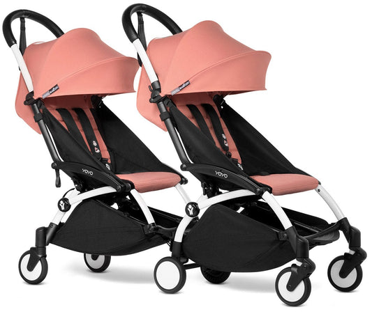 Babyzen YOYO Connect Double Stroller 6+ / 6+ Bundle - White / Ginger - DBL-604901-604606