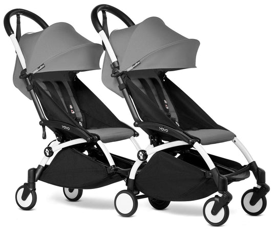 Babyzen YOYO Connect Double Stroller 6+ / 6+ Bundle - White / Grey - DBL-604901-604601