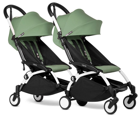 Babyzen YOYO Connect Double Stroller 6+ / 6+ Bundle - White / Peppermint - DBL-604901-604605