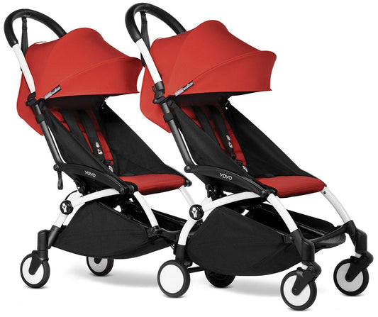 Babyzen YOYO Connect Double Stroller 6+ / 6+ Bundle - White / Red - DBL-604901-604602