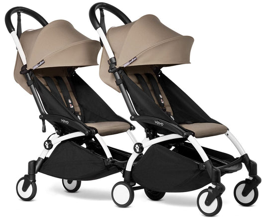 Babyzen YOYO Connect Double Stroller 6+ / 6+ Bundle - White / Taupe - DBL-604901-604604