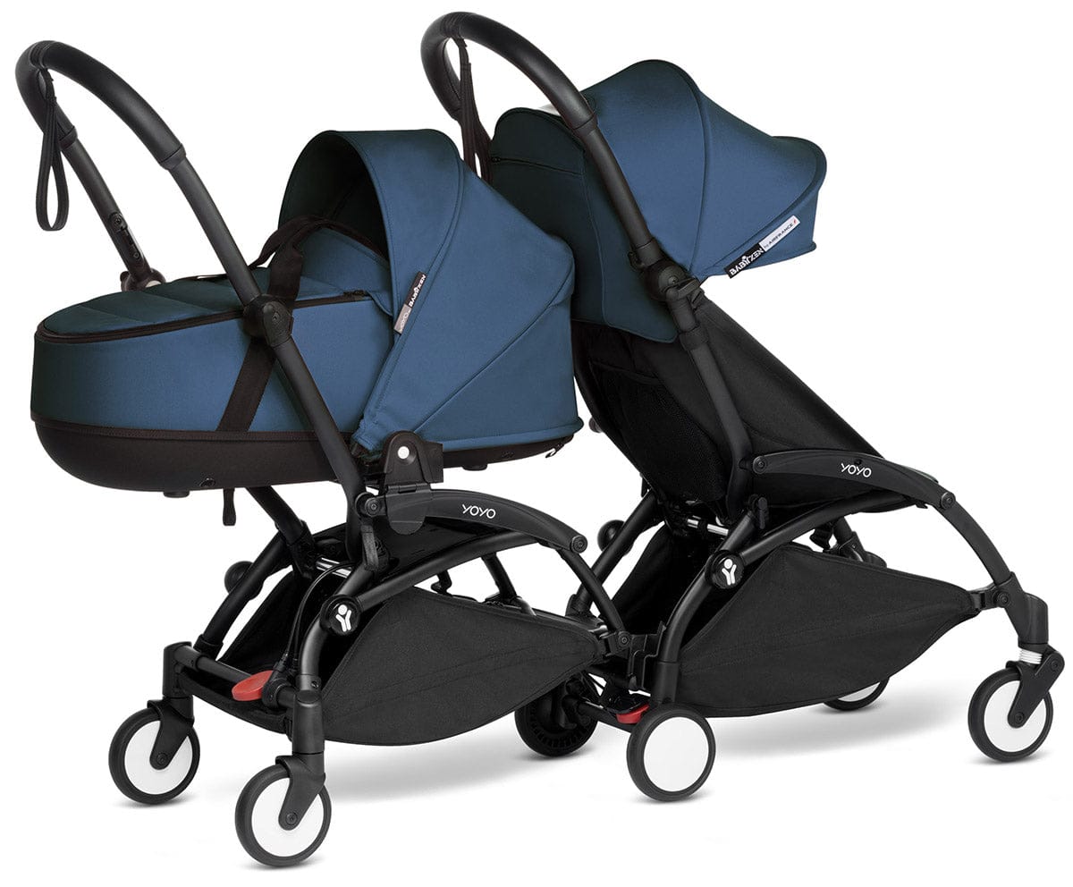 Babyzen YOYO Connect Double Stroller Bassinet / 6+ Bundle - Black / Air France Blue - BASDBL-604902-604607
