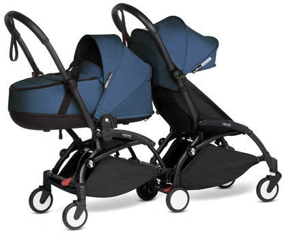 Babyzen YOYO Connect Double Stroller Bassinet / 6+ Bundle - Black / Air France Blue - BASDBL-604902-604607