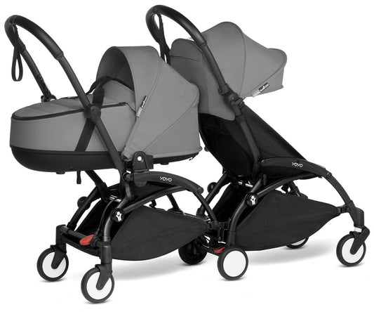 Babyzen YOYO Connect Double Stroller Bassinet / 6+ Bundle - Black / Grey - BASDBL-604902-604601