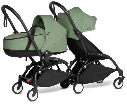 Babyzen YOYO Connect Double Stroller Bassinet / 6+ Bundle - Black / Peppermint - BASDBL-604902-604605