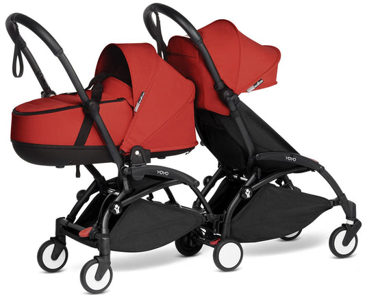 Babyzen YOYO Connect Double Stroller Bassinet / 6+ Bundle - Black / Red - BASDBL-604902-604602