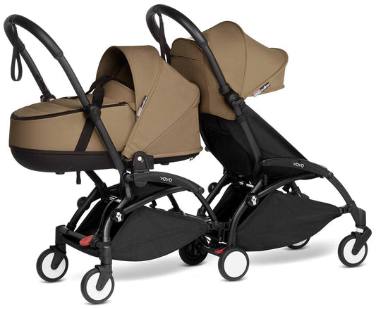 Babyzen YOYO Connect Double Stroller Bassinet / 6+ Bundle - Black / Toffee - BASDBL-604902-604608