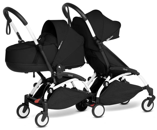 Babyzen YOYO Connect Double Stroller Bassinet / 6+ Bundle - White / Black - BASDBL-604901-604603