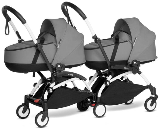 Babyzen YOYO Connect Double Stroller Bassinet / Bassinet Bundle - White / Grey - BASBAS-604901-605101