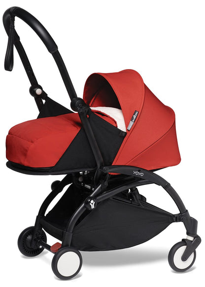 Babyzen YOYO2 Ultra Compact Complete 0+/6+ Stroller & Rolling Bag Bundle - Black/Red