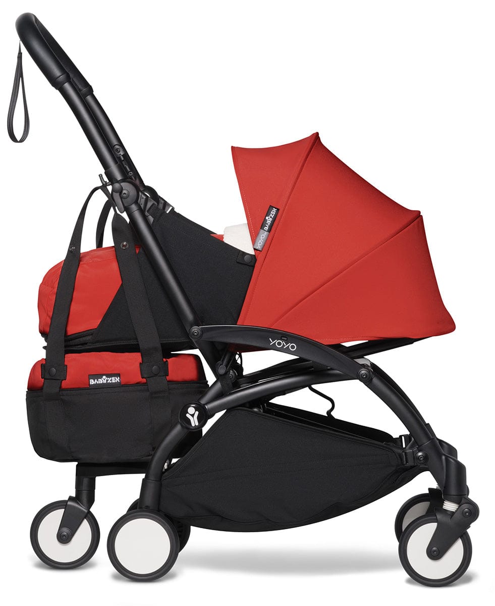 Babyzen YOYO2 Ultra Compact Complete 0+/6+ Stroller & Rolling Bag Bundle - Black/Red