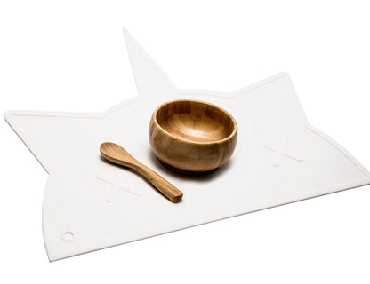 BamBamBoom Non-Slip Silicone Placemat - Unicorn-Cat White - CAT001