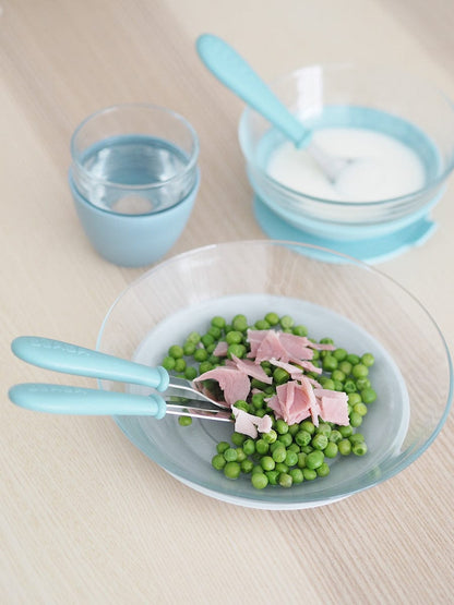 Beaba 3-Piece Glass Suction Baby Feeding Set - Rain
