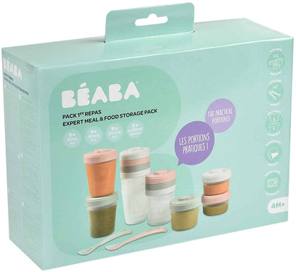 Beaba Baby Food Clip Containers Set of 12 + Spoons - Eucalyptus - 913502