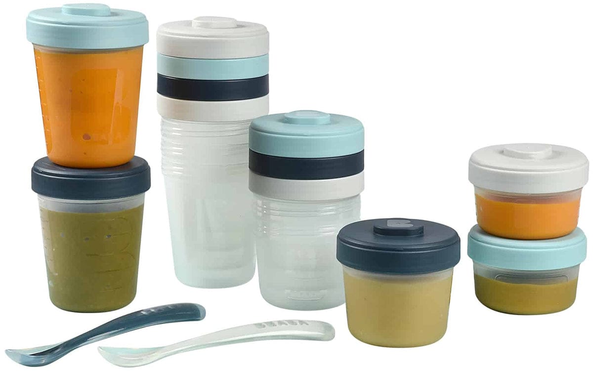 Beaba Baby Food Clip Containers Set of 12 + Spoons - Rain - 913501