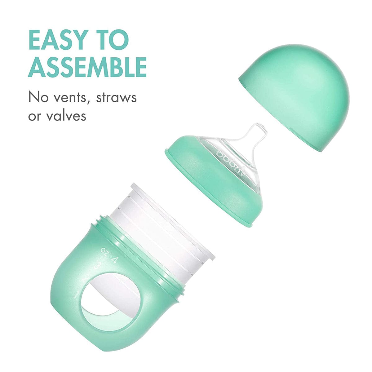Boon NURSH Silicone Pouch Bottle 3-pack, 4OZ - Mint - B11343